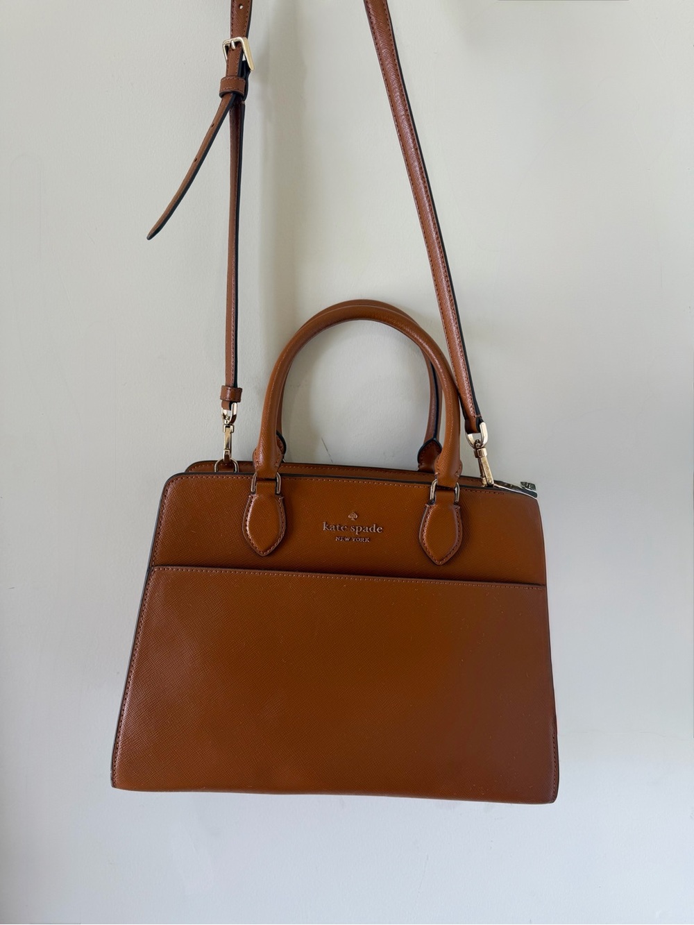 Kate Spade “Madison Saffiano” Leather Medium Satchel in the color Cavern Clay - Picture 3 of 11